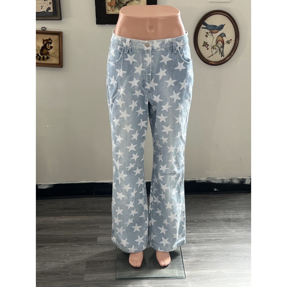 John Baner Vintage Y2K Light Wash All-Over Star Print Denim Jeans Pants